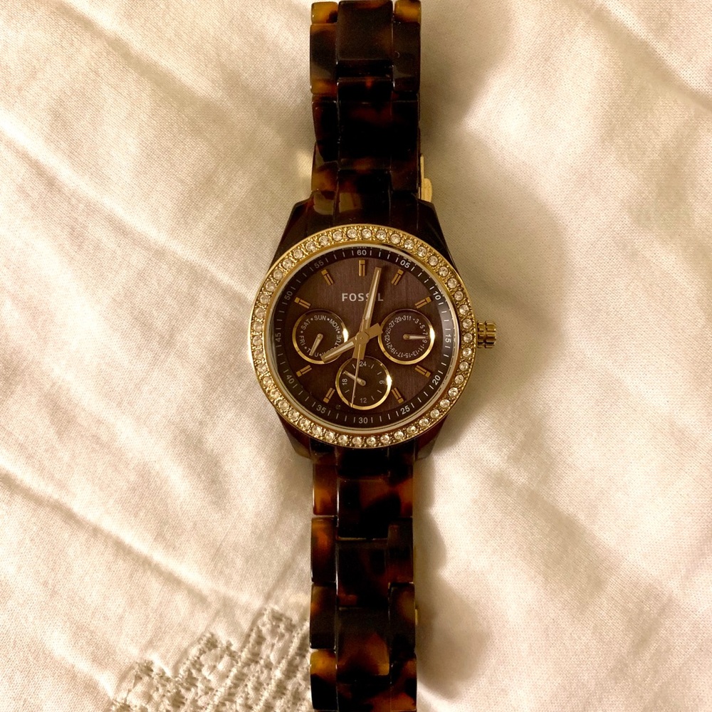 Fossil tortoise shell watch